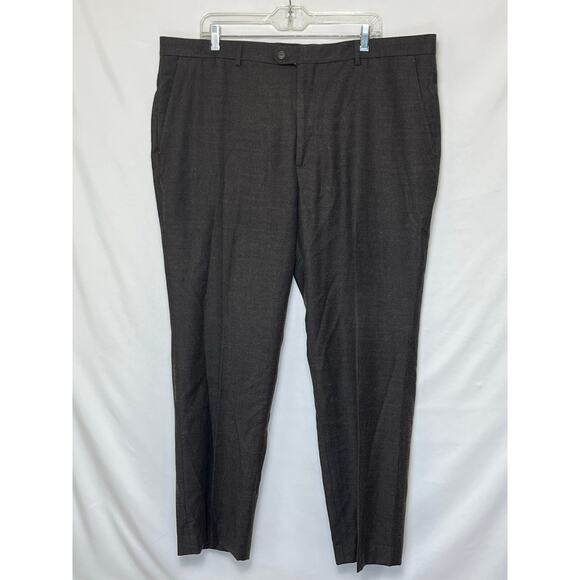 Stafford Men’s Size 42x30 Brown Heather Wool Blend Flannel Dress Pants Trousers - Picture 1 of 7
